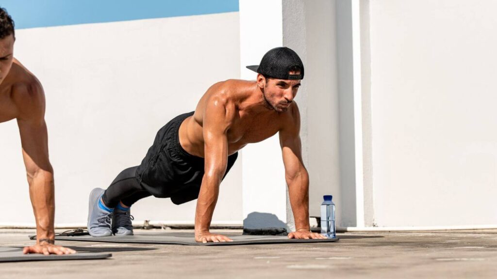 man performing bodyweight push-up