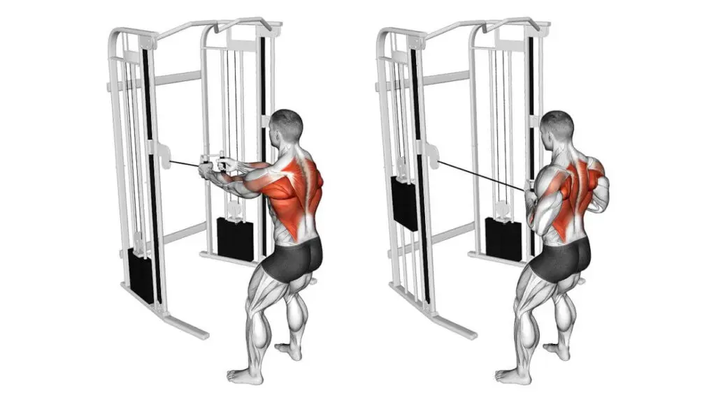 Standing cable row machine exercise
