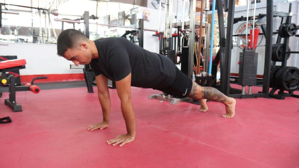 Man doing a palm plank